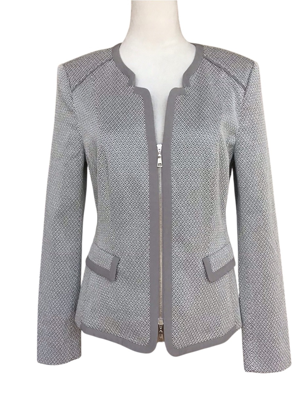 Basler Grey Textured Zip Up Jacket